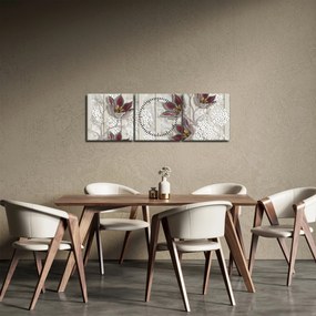 Tablou - Flori decorative (cu ceas) (90x30 cm)