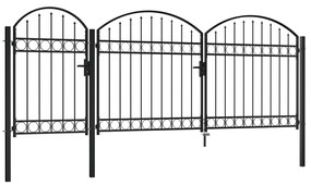 Poarta de gard de gradina cu arcada, negru, 2,25 x 4 m, otel 2.25 x 4 m