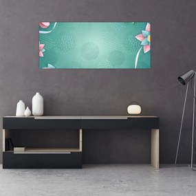 Tablou - Cercuri cu flori (120x50 cm)