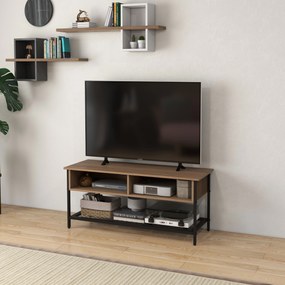 Dulap SuportTV pana la 48" in Stil Industrial, Mobiler Jos cu Rafturi din Lemn si Otel, 110x40x48cm, Maro si Negru HOMCOM | Aosom Romania