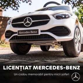 AIYAPLAY Mașinuță de Împins pentru Copii 3 în 1 cu Licență Mercedes-Benz, Mâner, Copertină, Claxon, Muzică, Alb | Aosom Romania