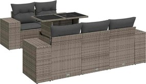 vidaXL Set mobilier grădină cu perne, 6 piese, gri, poliratan