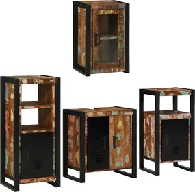 vidaXL Set de mobilier pentru baie cu raft 4 pcs Lemn recuperat solid