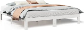 vidaXL Cadru de pat fără saltea, alb, 180x200 cm, lemn masiv pin