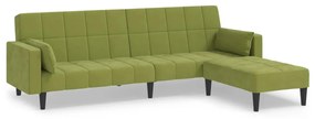 3080700 vidaXL Canapea extensibilă 2 locuri 2 perne/taburet verde catifea