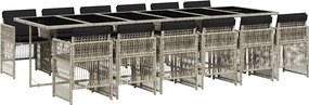 vidaXL Set mobilier de grădină cu perne 13 piese gri deschis poliratan
