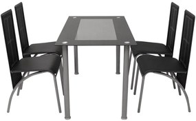 242912 vidaXL Set mobilier de bucătărie, cinci piese, negru