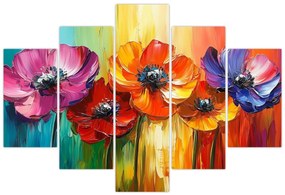 Tablou - Cinci flori colorate (150x105 cm)