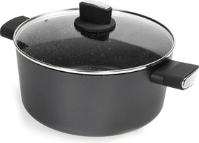 Cratita Zilan ZLN0867 Negru cu invelis din marmura, 5 straturi, 28 cm si manere fine la atingere, 7.1 L