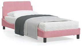 373097 vidaXL Cadru de pat cu tăblie, roz, 90x190 cm, catifea
