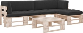 vidaXL Set mobilier paleți cu perne, 4 piese, lemn de pin tratat