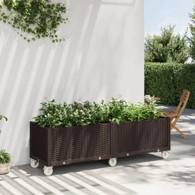 vidaXL Jardinieră de grădină cu picioare, maro, 160x50x54 cm, PP