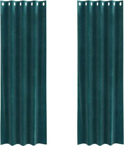 vidaXL Perdele opace 2 pcs Verde închis 140 x 225 cm Catifea