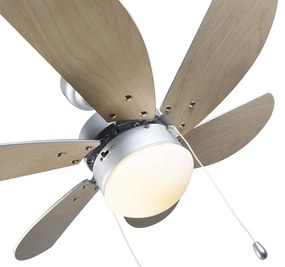 Ventilator de tavan modern din oțel cu imprimeu de lemn 80cm cu comutator cu lanț - Fresh