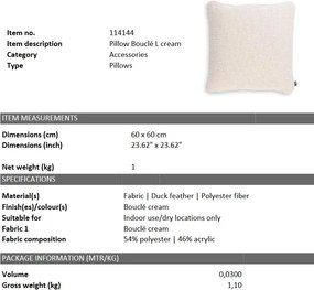 Perna decorativa LUX 60x60cm, Bouclé Cream L 114144 HZ