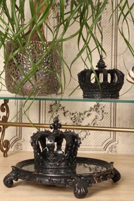 Tavă decorativă rotundă din polirășină și sticlă, negru, 5 x 29 cm, „Rivage”