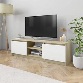 800572 vidaXL Dulap TV, alb și stejar sonoma, 120x30x35,5 cm, lemn prelucrat