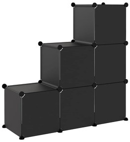 Organizator cub de depozitare, 6 cuburi, negru, PP 1, 94.5 x 31.5 x 93 cm, Negru, 1, 94.5 x 31.5 x 93 cm