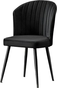 Set 2 scaune RUBI, negru, stofa catifelata/metal, 52x42x85 cm