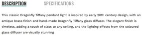 Lustra suspendata cu sticla tiffany Dragonfly