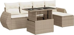 vidaXL Set canapele de grădină cu perne, 6 piese, bej, poliratan