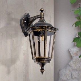 Aplica de perete exterior stil clasic IP43 Puchberg AL 11K/82571 schwarz-gold/rauch OR