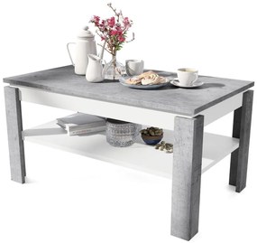 Masă de conferință extensibilă ADEN, blat ridicabil, gri beton/alb