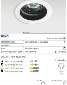 Spot incastrat tavan/plafon IBIZA negru