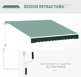 Perdea Rulou Manuală Verde, Protecție UV și Intimitate, 2.5x2m | Aosom Romania