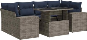 vidaXL Set canapele grădină cu perne 7 piese gri poliratan/lemn acacia