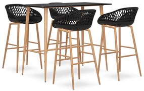 vidaXL Set mobilier de bar, 5 piese, negru
