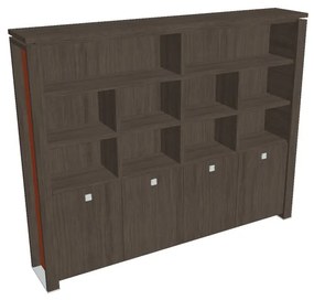 Dulap înalt Verno+ S 260 x 46 x 210 cm, cu rafturi, stejar antracit / portocaliu