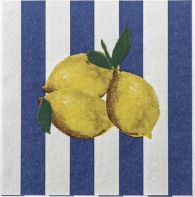 Set 20 șervețele din hârtie FSC Mix, multicolor, imprimeu cu lămâi, modele diferite pe față și verso, 33 x 33 cm, „Limone”