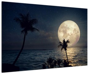 Tablou - Plaja cu lună plină (90x60 cm)