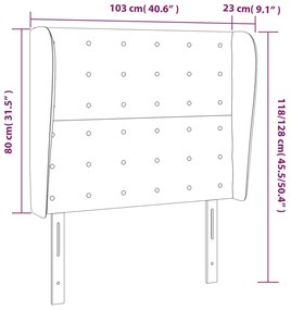 Tablie de pat cu aripioare, crem, 103x23x118 128 cm, textil 1, Crem, 103 x 23 x 118 128 cm