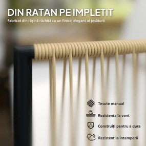 Outsunny Set Mobilier de Grădină din 4 Piese cu Canapea, 2 Fotolii și Măsuță, 110x61x63 cm, Alb Crem | Aosom Romania