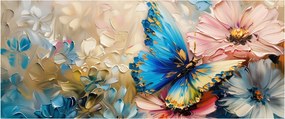 Tablou - Pictura de flori și fluturi (120x50 cm)