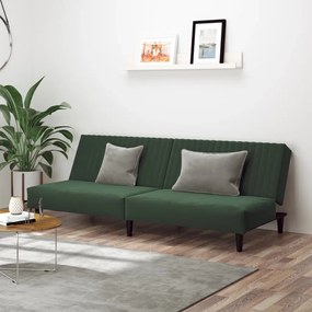 337641 vidaXL Canapea extensibilă cu 2 locuri, verde închis, catifea
