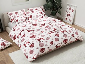 Lenjerie de pat din bumbac ALB INIMII SI RENI Dimensiune lenjerie de pat: 2 buc 70 x 90 cm | 200 x 220 cm