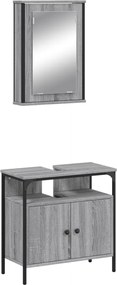 vidaXL Set mobilier de baie, 2 piese, gri sonoma, lemn prelucrat