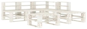 3052177 vidaXL Set mobilier de grădină din paleți, 6 piese, alb, lemn