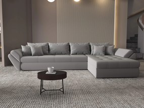Colțar extensibil dumonde cu ladă de depozitare si sezut confortabil din spuma high-density, Loana XL Royal Gri II 335x185 cm