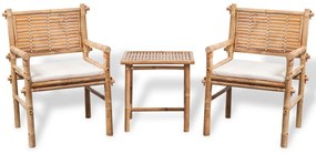 41892 vidaXL Set mobilier bistro cu perne, 3 piese, bambus