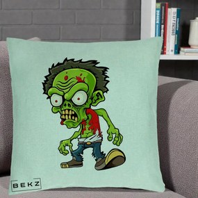 Perna Decorativa Zombie Halloween, 40x40 cm, Verde Menta, Husa Detasabila, Perna Inclusa, BEKZ®