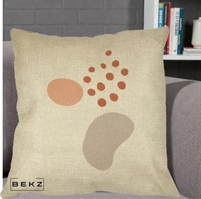 Perna Decorativa Abstract Forme Organice Pastel, 40x40 cm, Crem, Husa Detasabila, Perna Inclusa, BEKZ®