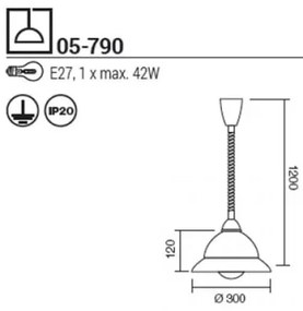 Lustră pe cablu Redo 05-790 ETRUSCA 1xE27/42W/230V