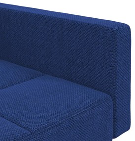 Canapea extensibila cu 2 locuri, 2 perne, albastru, textil Albastru, Fara suport de picioare