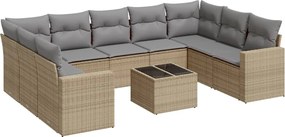 vidaXL Set canapele de grădină cu perne, 10 piese, bej, poliratan