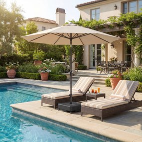 Outsunny Bază pătrată pentru umbrelă, suport umbrelă exterior cu roți Umplibil 35 kg Nisip sau 28 L Apă, 48 x 48 x 38,5 cm, Negru | Aosom Romania