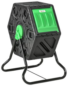 Outsunny Compostor de grădină bac compostor pentru grădină rotativ 360° din polipropilenă 65 L 24 orificii 60 x 49 x 77 cm negru | Aosom Romania